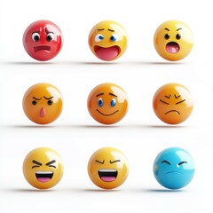 Colorful expressive emoji faces in a grid formation.