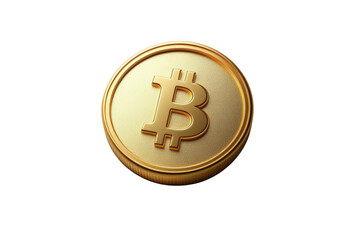 Golden bitcoin cryptocurrency coin on white background on transparent background