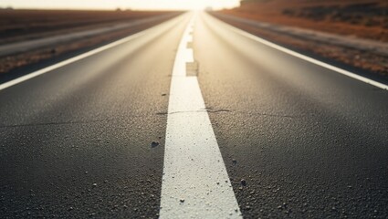 Endless Asphalt Road Perspective with Center Line Focus