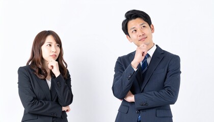考えるビジネスウーマン ビジネスマン