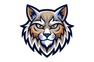 Obraz premium Focused bobcat gazes intensely ahead with striking orange and blue markings around its face