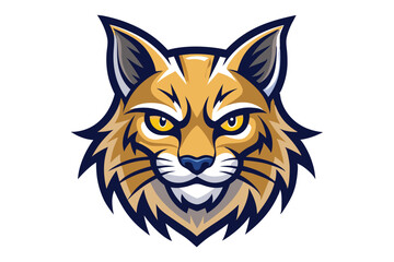 Illustration shows the captivating face of the bobcat with intense yellow eyes and dark outline