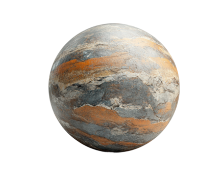 Textured planetary sphere abstract digital environment isolated on transparent background