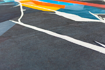 Dynamic Geometric Shapes on Dark Background, Abstract Design with Bold Colors and Intricate Details