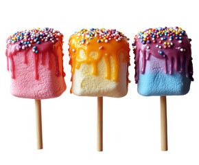 Colorful ice cream treats with sprinkles dessert stand bright environment isolated on transparent background