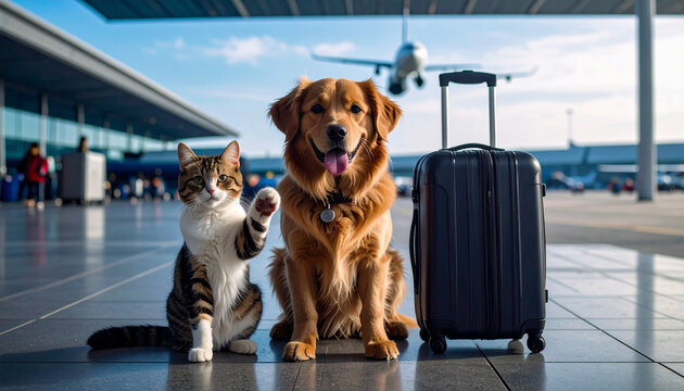 Hund und Katze Am Flughafen