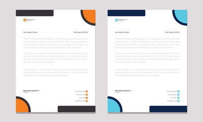 Professional Corporate Letterhead Design with Blue & Orange Elements