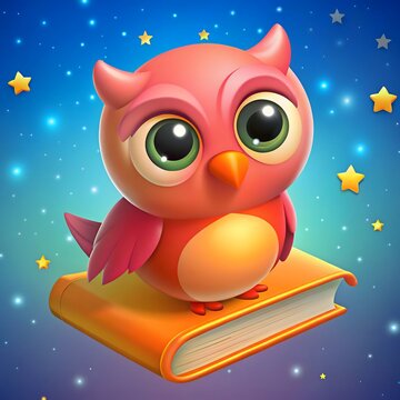 cute 3D owl floating in sky