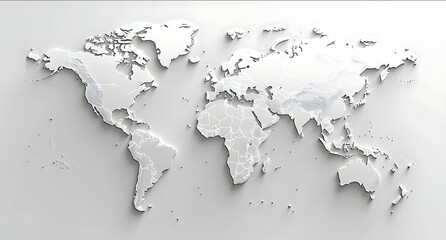 2D world map on white background
