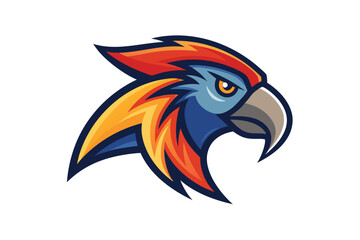 Bird emblem showcases detailed vibrant feathers and focused golden eye, radiating intensity