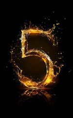 At the heart of this poster is the numeral 5 complete and golden symbolizing the brands fifth essence of luxury The 5 has a reflective oillike texture that suggest