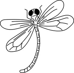Dragonfly elegant pose hand-drawn dragonfly sketch vector illustration