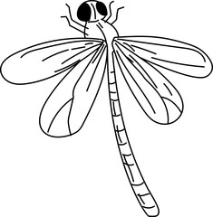 Dragonfly wings wide hand-drawn dragonfly sketch vector illustration