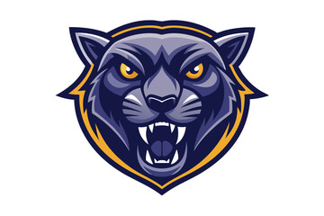 depiction showcases the ferocious panther head mascot in blue and gold tones