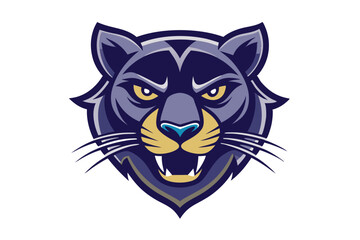 Bold jaguar head presents a stylized intimidating gaze with sharp teeth and sleek design