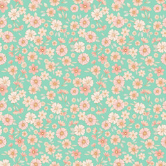 Blush Florals Hand Painted on Turquoise