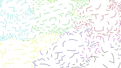 Colorful Fragmented Lines, White Background, Abstract