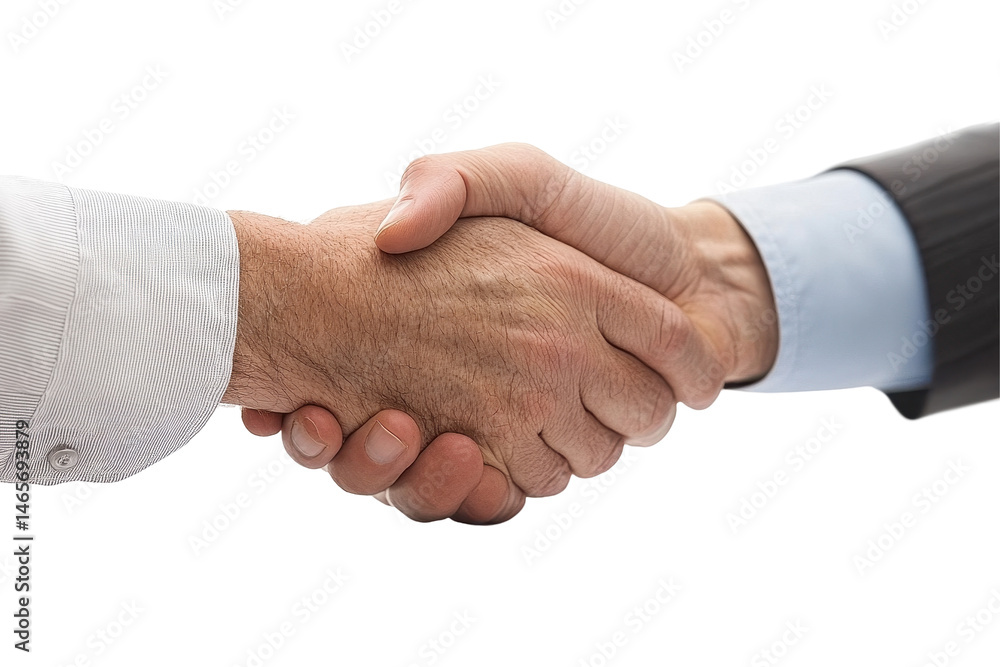 Poster two hands shaking to symbolize agreement and cooperation during a professional meeting with a transp