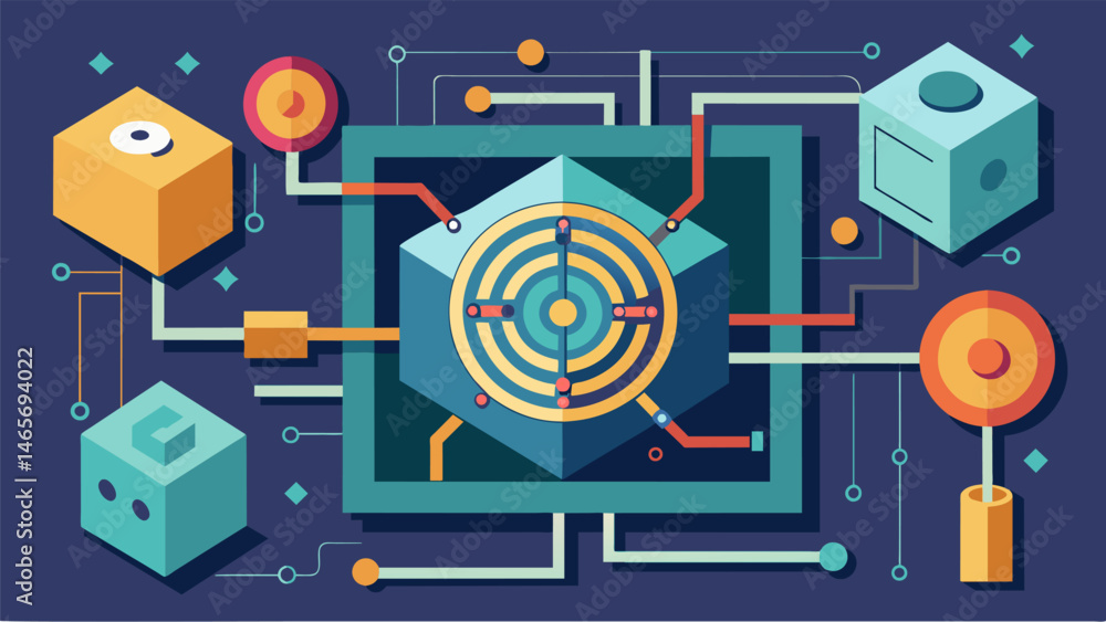 Poster a complex maze of code weaves itself around a digital vault highlighting the intricate measures take