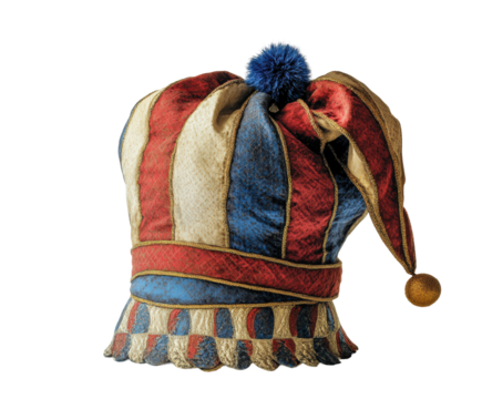 Festive jester hat display historic museum still life culture isolated on transparent background
