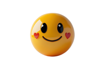Cheerful yellow smiley face with heart eyes perfect for expressing love and happiness in various digital designs and decorations