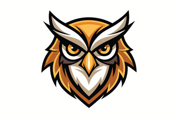 Majestic owl head showcases golden feathers and striking yellow eyes in detailed artwork