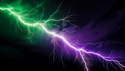 green lightning and purple lightning on black background green lightning strike purple lightning strike black background