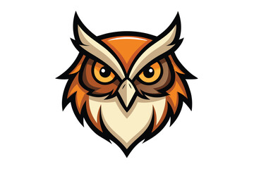 Fototapeta premium Orange owl gazes intensely with piercing yellow eyes on a pure white backdrop
