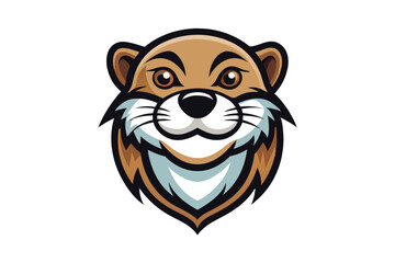 A captivating otter head faces forward featuring striking eyes and a playful design style