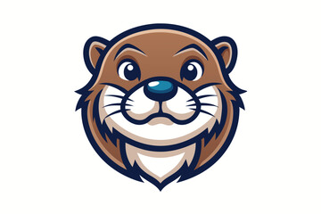 A stylized otter's head is depicted in brown with navy blue outline against a white background