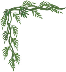 Botanical natural corner curve decorative cartoon leaf corner vector illustration