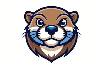 Playful otter mascot head has detailed linework that highlights its features delightfully