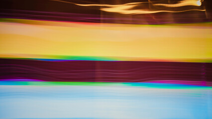 Abstract Irregular Multicolor Neon Light Composition with Blurred Background, Long Exposure