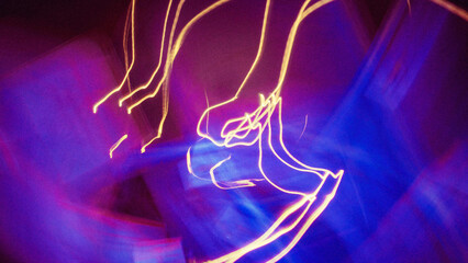 Abstract Irregular Neon Purple Light Composition with Blurred Background, Long Exposure