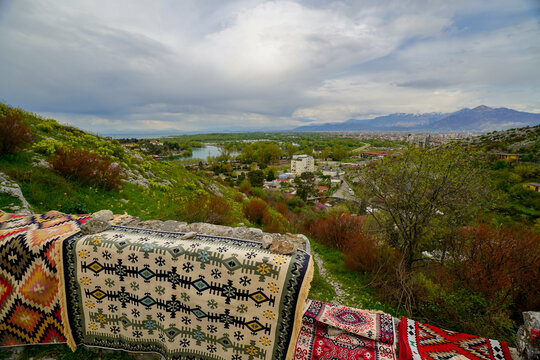 Rozafa Castle panoramic view , travel in Albania