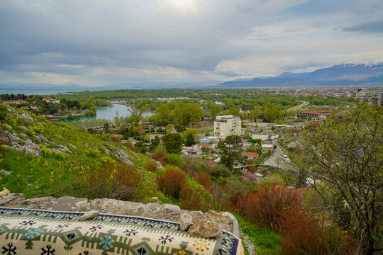 Rozafa Castle panoramic view , travel in Albania