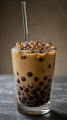 Iced Boba Milk Tea with Translucent Pearls
