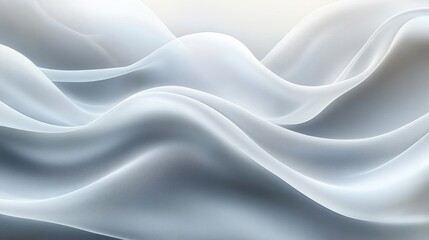 Obraz premium Soft flowing waves of translucent white fabric or mist creating a smooth, calming abstract landscape with gentle curves and light gradients