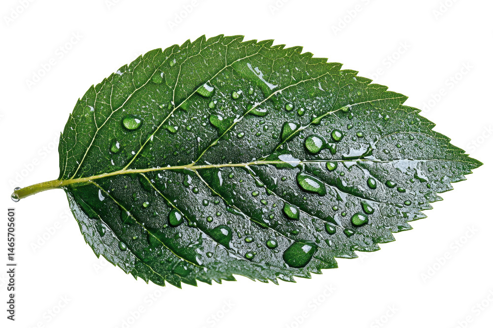 Poster leaf displaying vibrant gradients of green and yellow with water droplets on a transparent backgroun