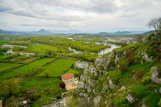 panoramic view of the Shkodra area from the Rozafa Castle
