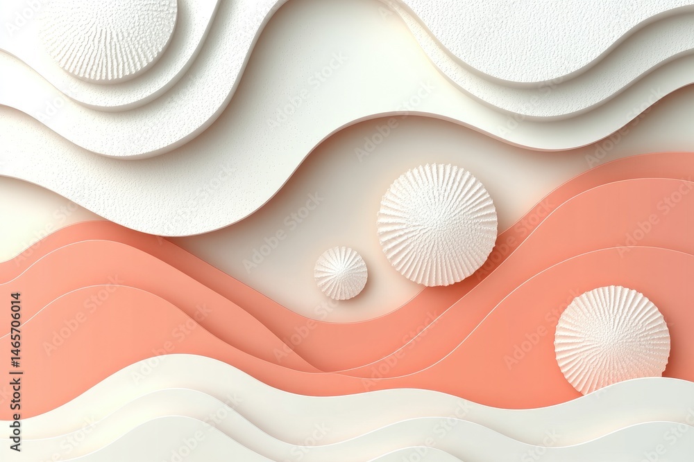 Poster abstract design with layered shapes and soft colors.