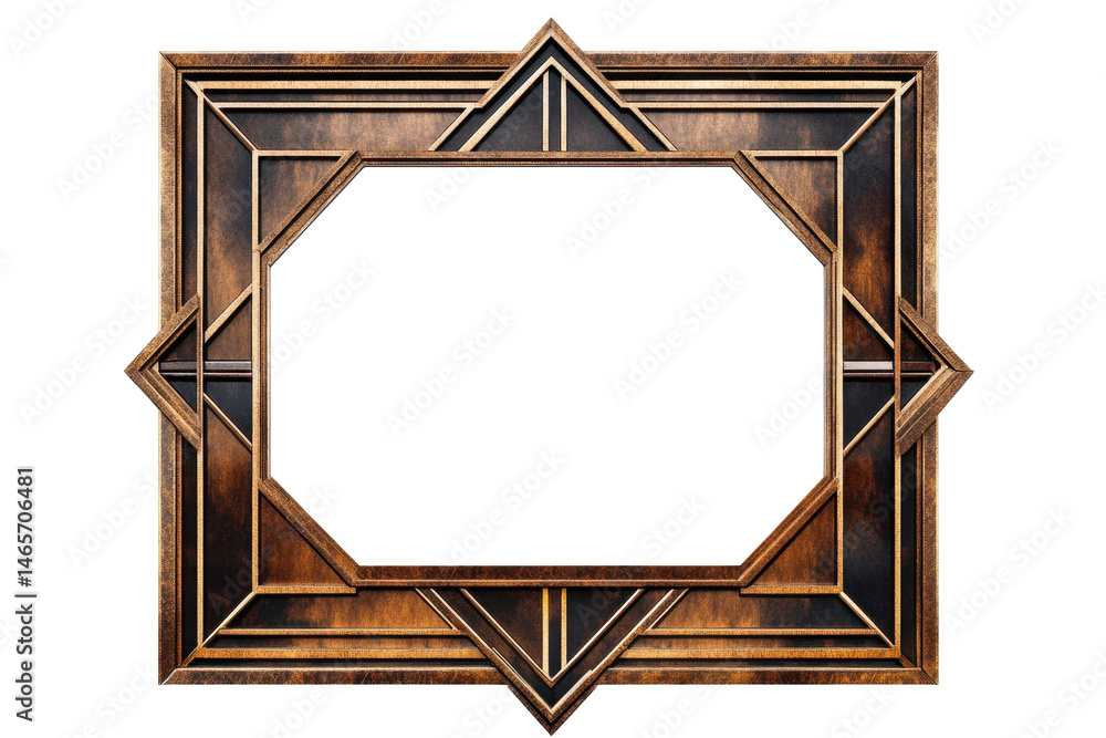Poster elegant geometric frame design with ornate details and a transparent background suitable for various