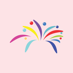 Obraz premium Comic elements that reflect a cheerful and festive atmosphere. Colorful fireworks as supporting elements of a design. Illustration elements for comics