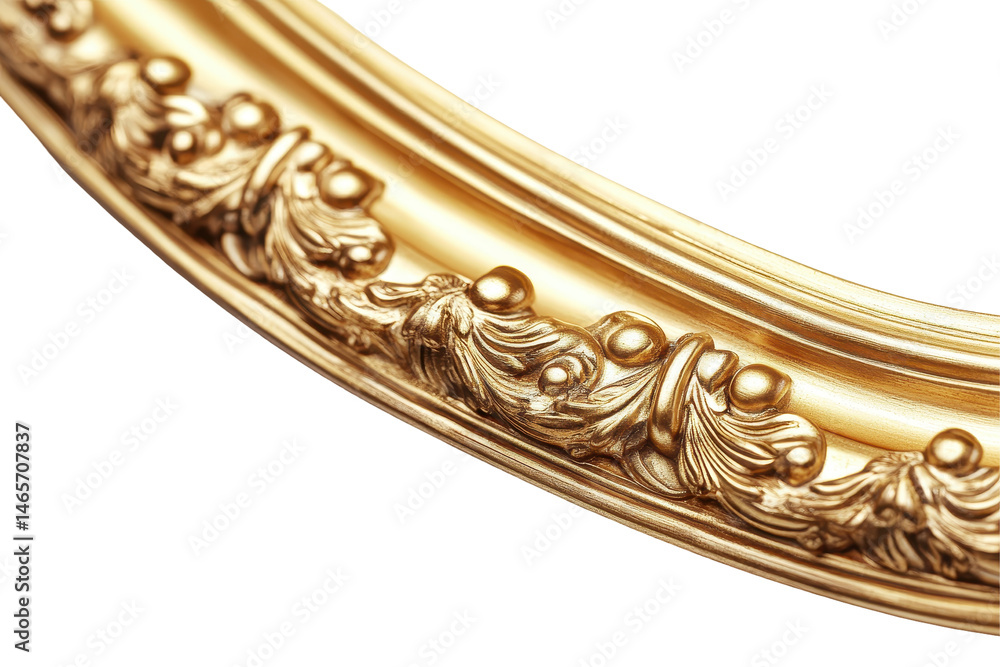 Aufkleber elegant gold ornate frame design featuring intricate floral patterns with a transparent background, 
