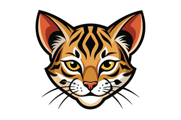 Obraz premium Striking golden cat with captivating yellow eyes stares intensely on the clean white background