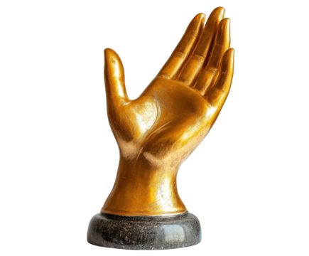 Artistic hand sculpture display modern gallery decorative elegant design isolated on transparent background