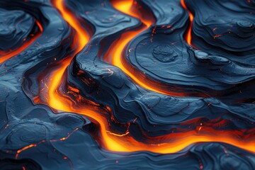 Abstract representation of flowing molten rock formations.