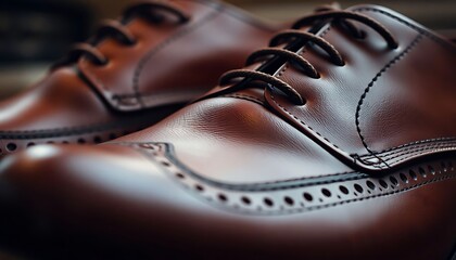 close up of a pair of brown shoes