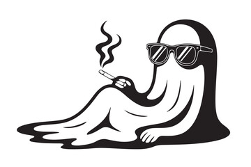 Relaxed Ghost with Sunglasses and a Cigarette