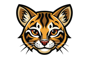 Illustration shows a tiger cat with orange fur, black stripes and a white background